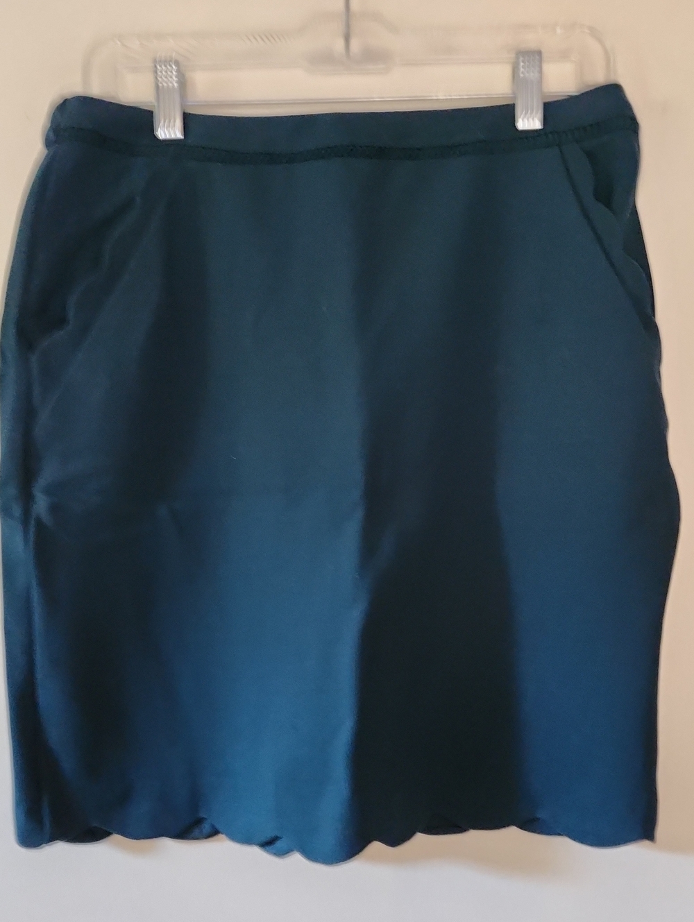 Skies Are Blue Teal Scallop-Hem Pencil Skirt